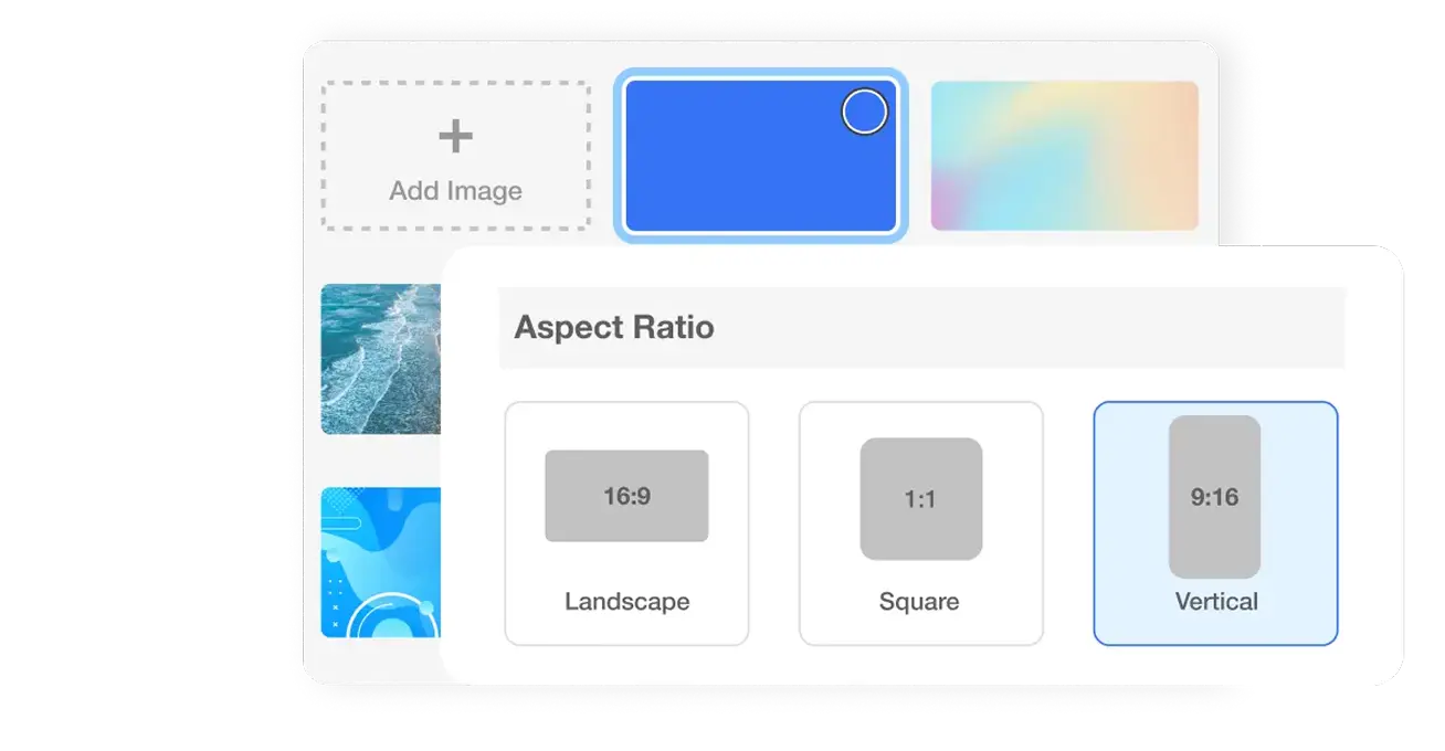 Mobile video editing app that lets you quickly change aspect ratio and swap scene backgrounds to match your platform or brand.